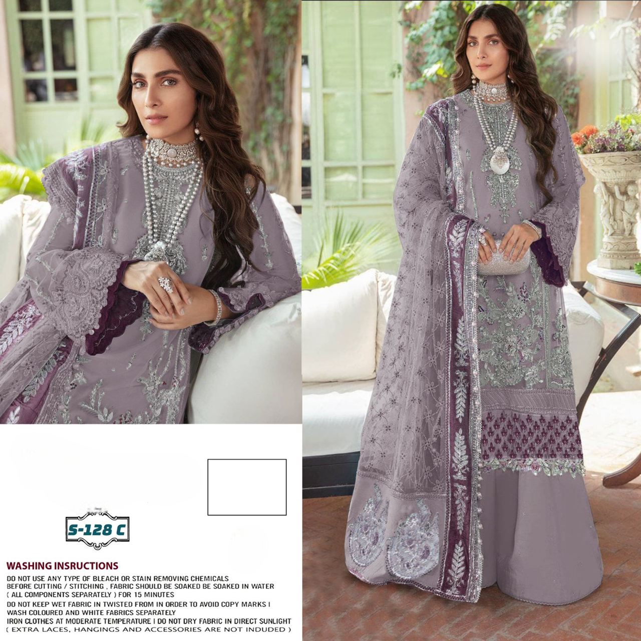 FASHION GEORGETTE PAKISTANI UNSTICHED SALWAR SUIT S - 128 (SEMI STITCHED)