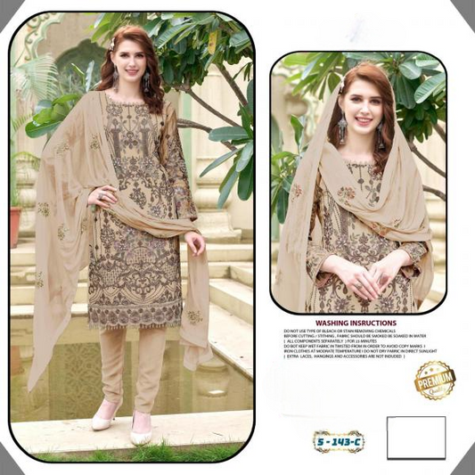 D N :- 143 FAUX GEORGETTE SERIES PAKISTANI SUITS (SEMI STICHED)