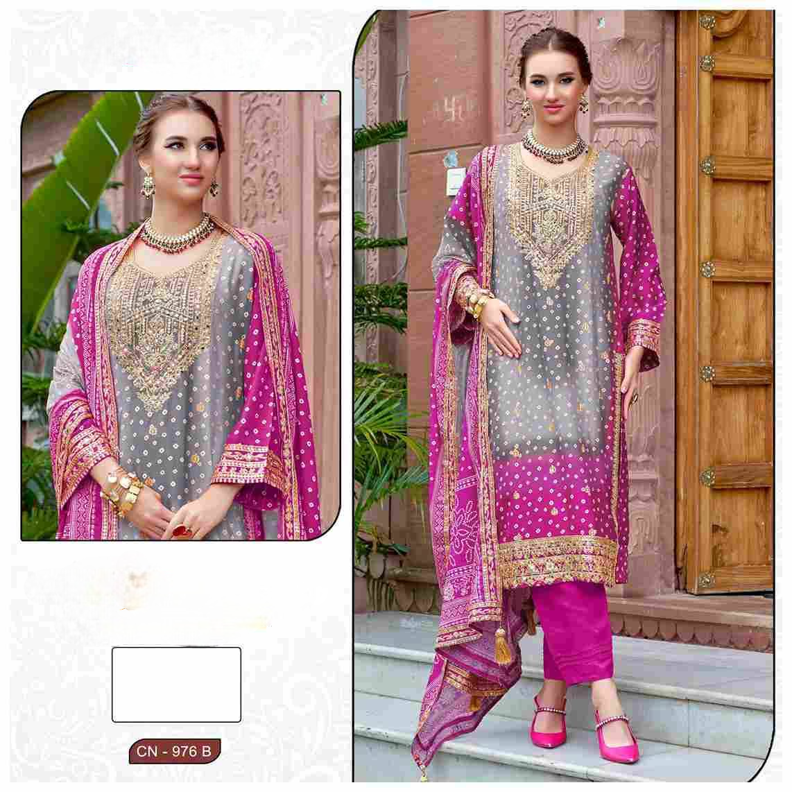 Chinon Pakistani Dresses D N :- 976 Designer (FULL STITCHED)