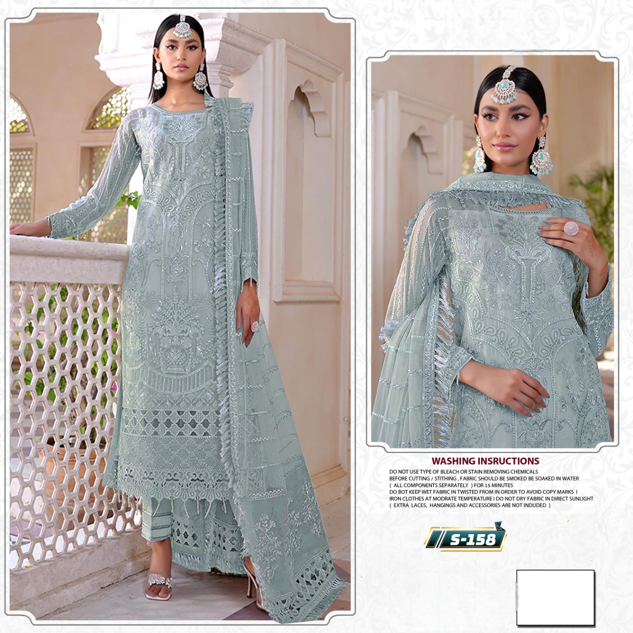 S - 158 FAUX GEORGETTE SALWAR SUIT (SEMI STITCHED)