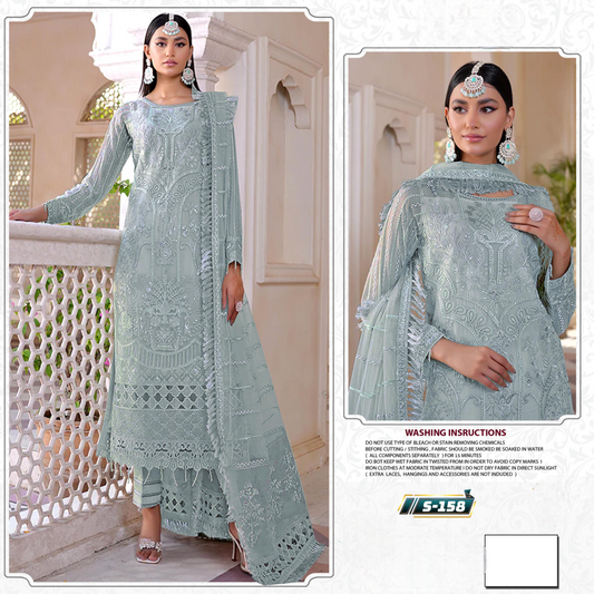 S - 158 FAUX GEORGETTE SALWAR SUIT (SEMI STITCHED)