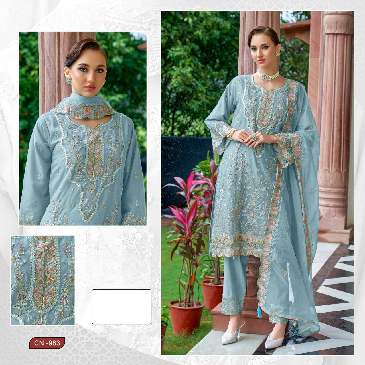 Colorful Stylish Fancy Casual Wear & Ethnic Wear Organza Embroidered Dress 938 (READYMADE)