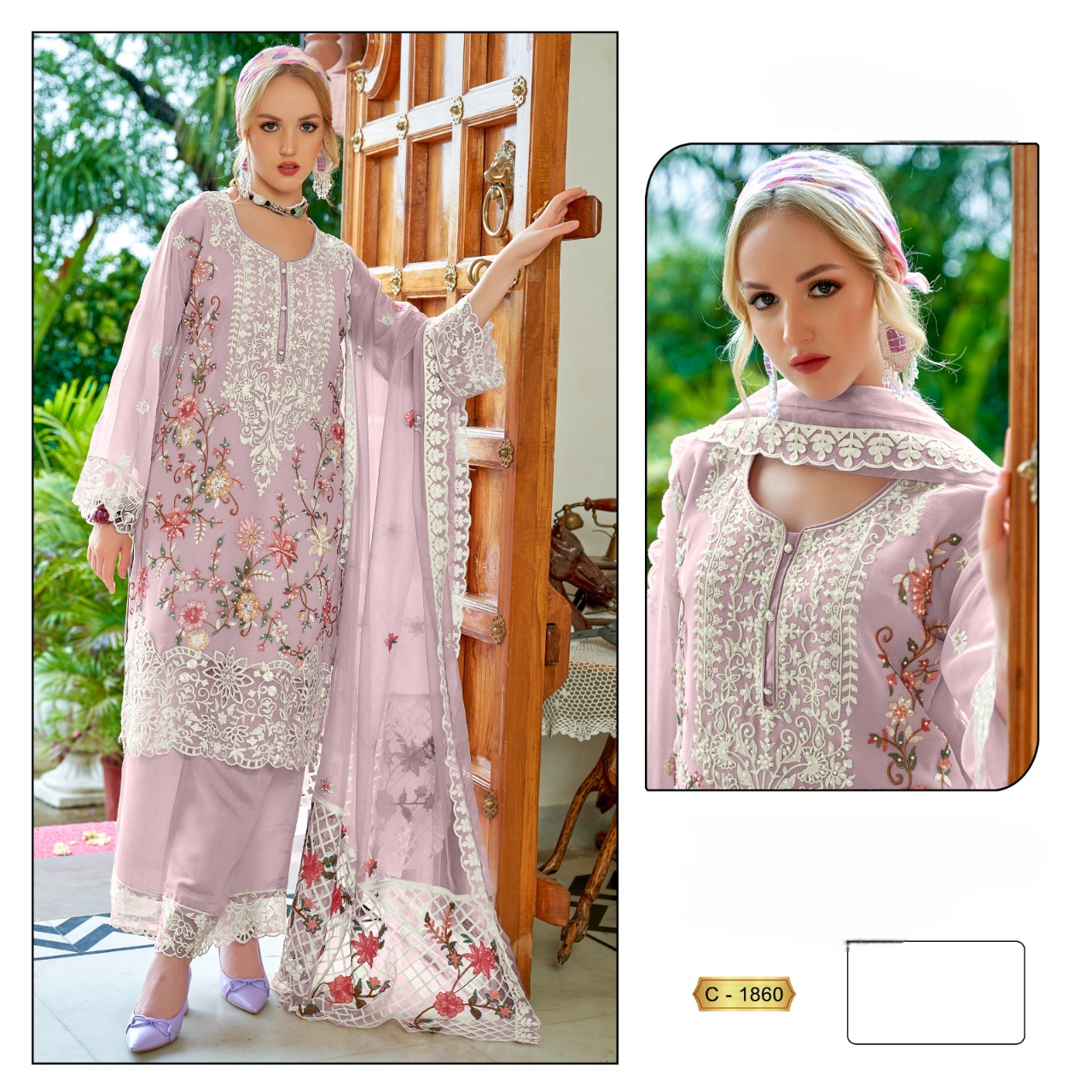 1860 Colors Exclusive Pakistani Dress Latest Collection (SEMI STITCHED)