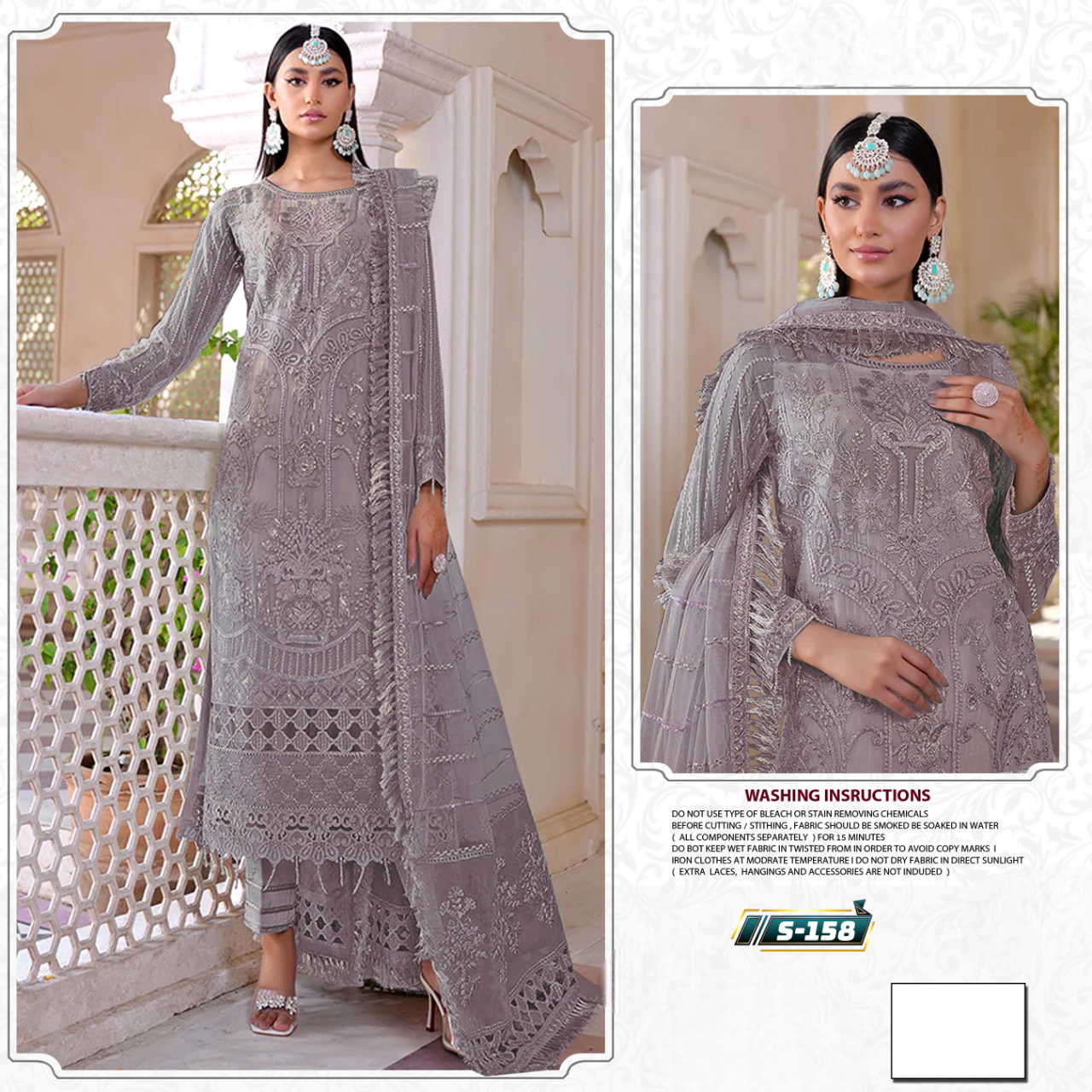 S - 158 FAUX GEORGETTE SALWAR SUIT (SEMI STITCHED)