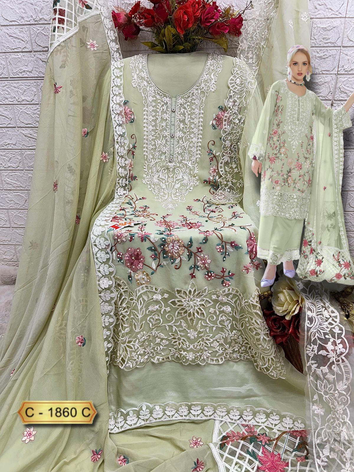 1860 Colors Exclusive Pakistani Dress Latest Collection (SEMI STITCHED)