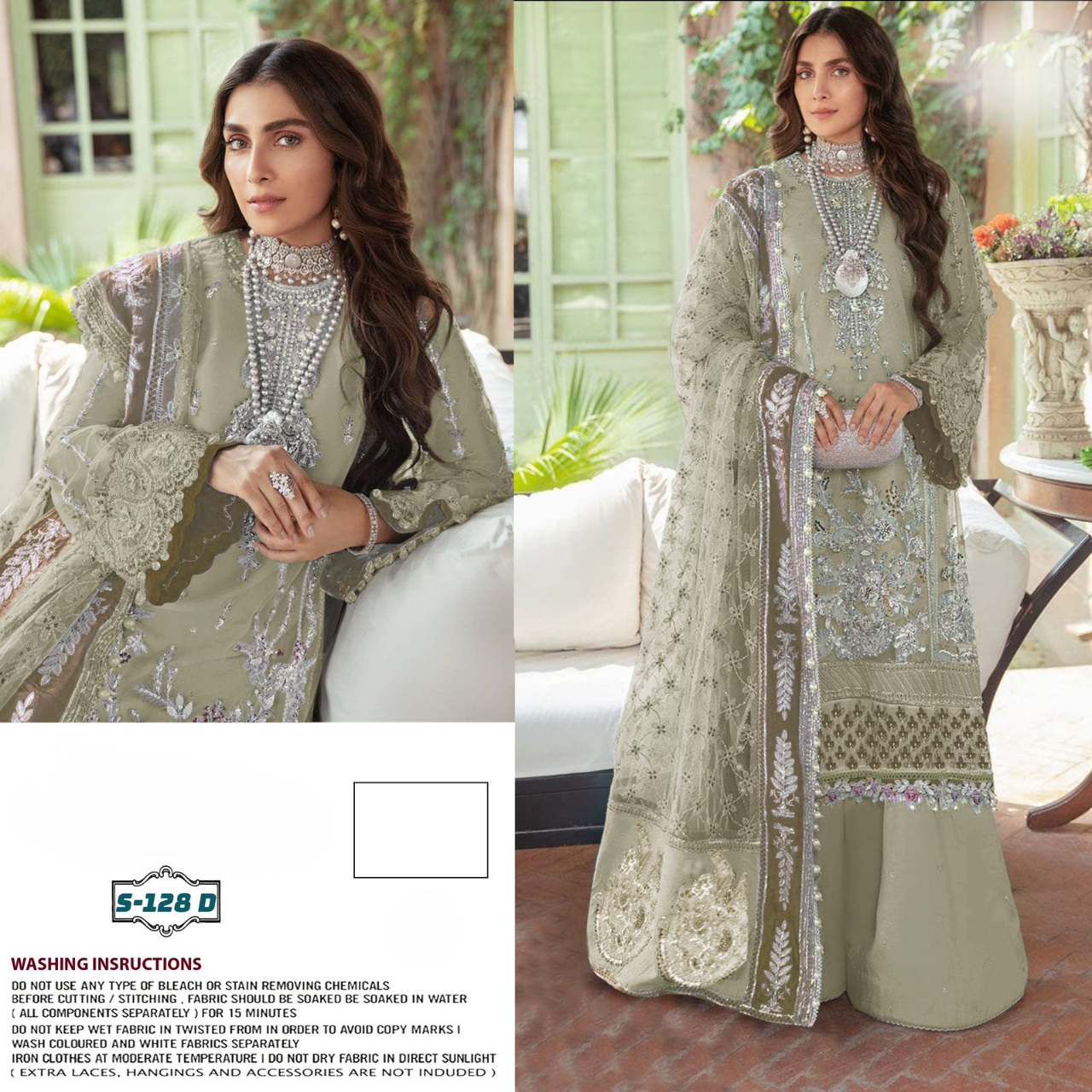 FASHION GEORGETTE PAKISTANI UNSTICHED SALWAR SUIT S - 128 (SEMI STITCHED)