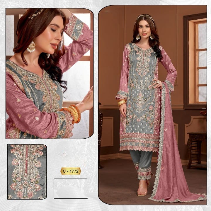 Pakistani Festive Wear Style Designer Salwar Suit D N:- 1772 (SEMI STITCHED)