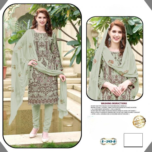 D N :- 143 FAUX GEORGETTE SERIES PAKISTANI SUITS (SEMI STICHED)