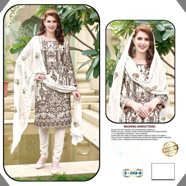 D N :- 143 FAUX GEORGETTE SERIES PAKISTANI SUITS (SEMI STICHED)