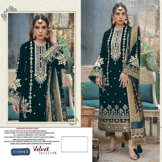 VELVET EMBROIDERY SALWAR SUITS 17015 (SEMI STITCHED)