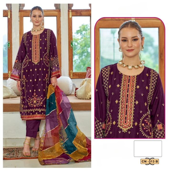 Festival Wear Style Designer Pakistani Salwar Kameez DN 313 (Full Stiched)