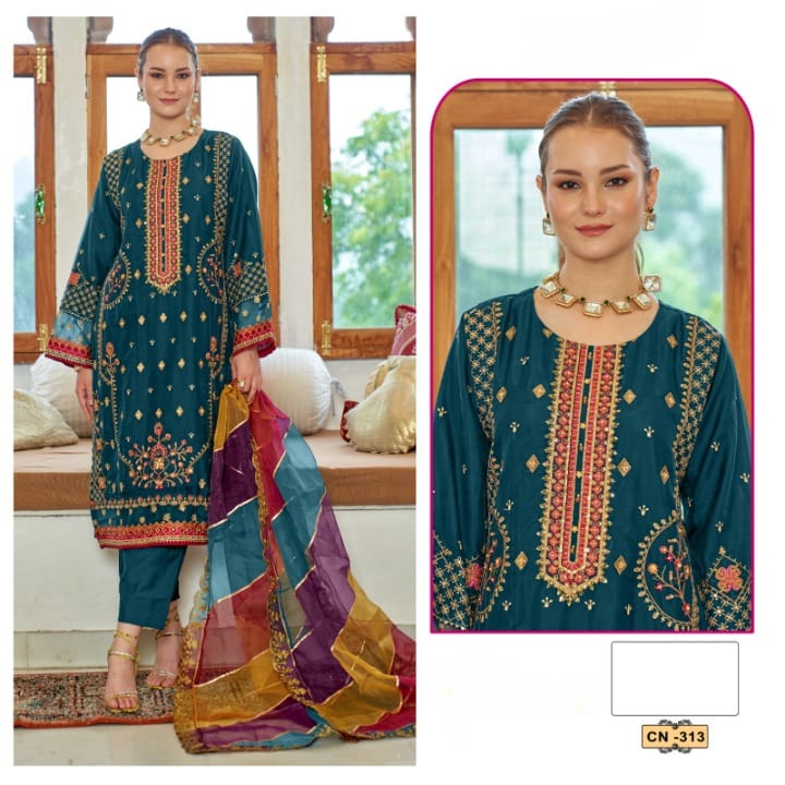 Festival Wear Style Designer Pakistani Salwar Kameez DN 313 (Full Stiched)