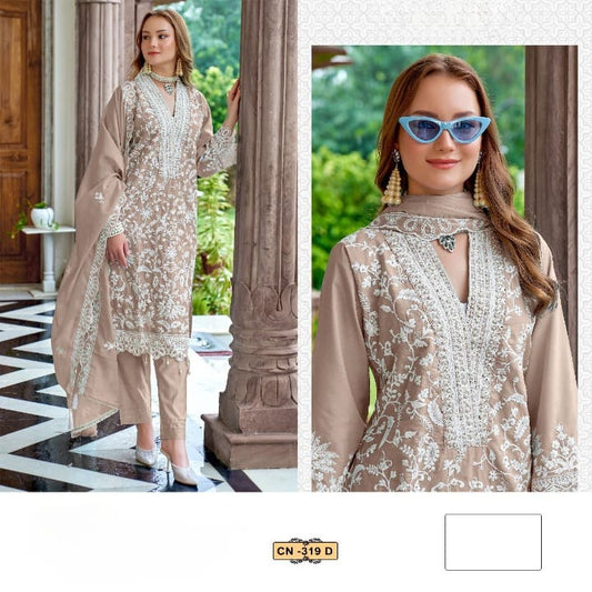 Beautiful Pakistani Suits Colorful Stylish Fancy Casual Wear & Ethnic Wear Organza Embroidered Dresses D N :- 319 (FULL STITCHED)