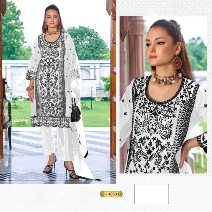 DNO 1853-A To 1853-B Series Beautiful Pakistani Suits Colorful Stylish Fancy Casual Wear & Ethnic Wear Organza Embroidered Dresses