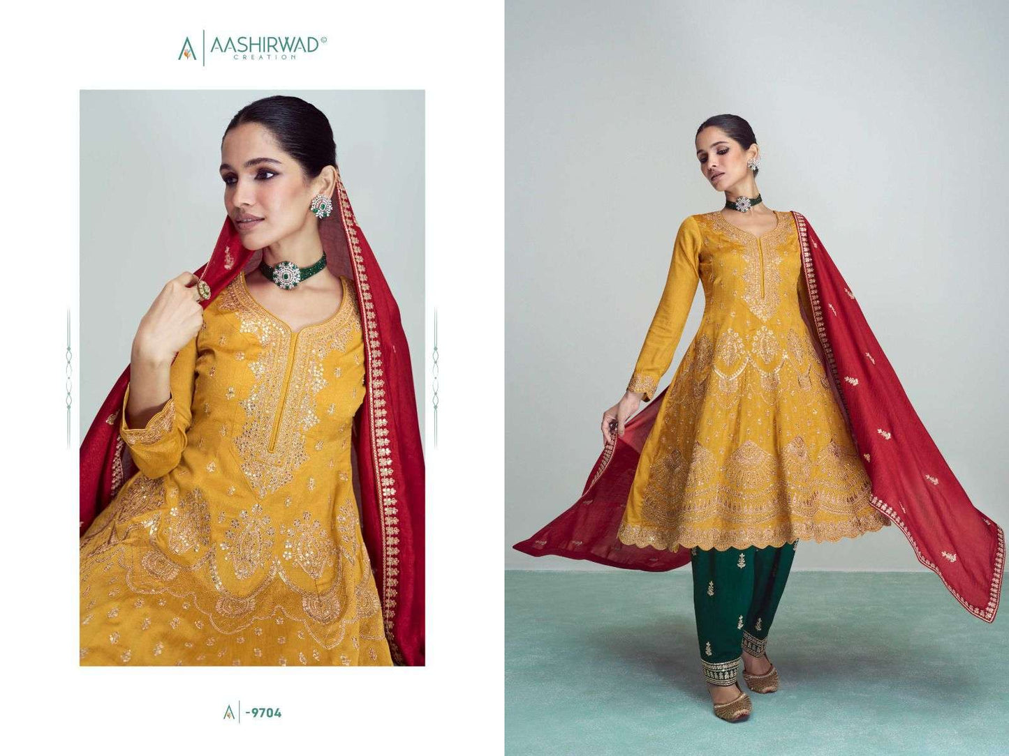 RIWAAZ BY AASHIRWAD CREATION 9704 TO 9708 SERIES PREMIUM SILK DRESSES