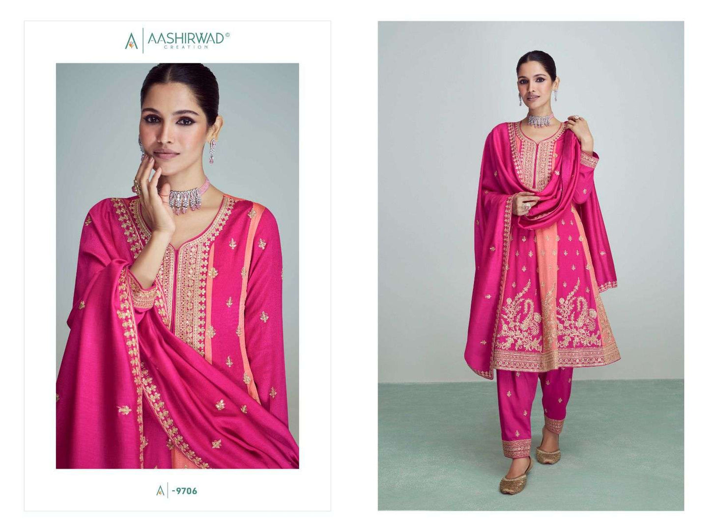 RIWAAZ BY AASHIRWAD CREATION 9704 TO 9708 SERIES PREMIUM SILK DRESSES