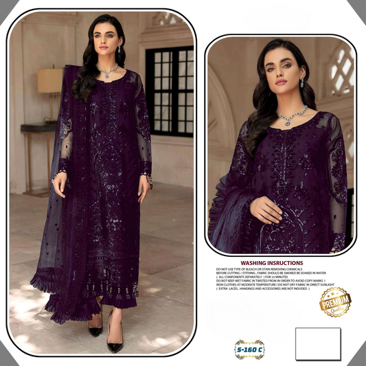 D N:-160 GEORGETTE HAND CRAFT SUITS (SEMI STITCHED)