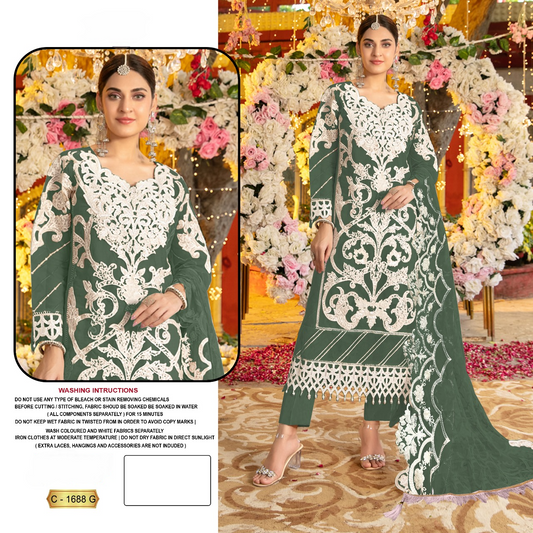 D N :- 1688 SERIES PAKISTANI SUITS (SEMI STITCHED)