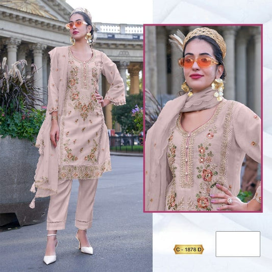 Beautiful Pakistani Suits Colorful Stylish Fancy Casual Wear D N:- 1878 (SEMI STITCHED)