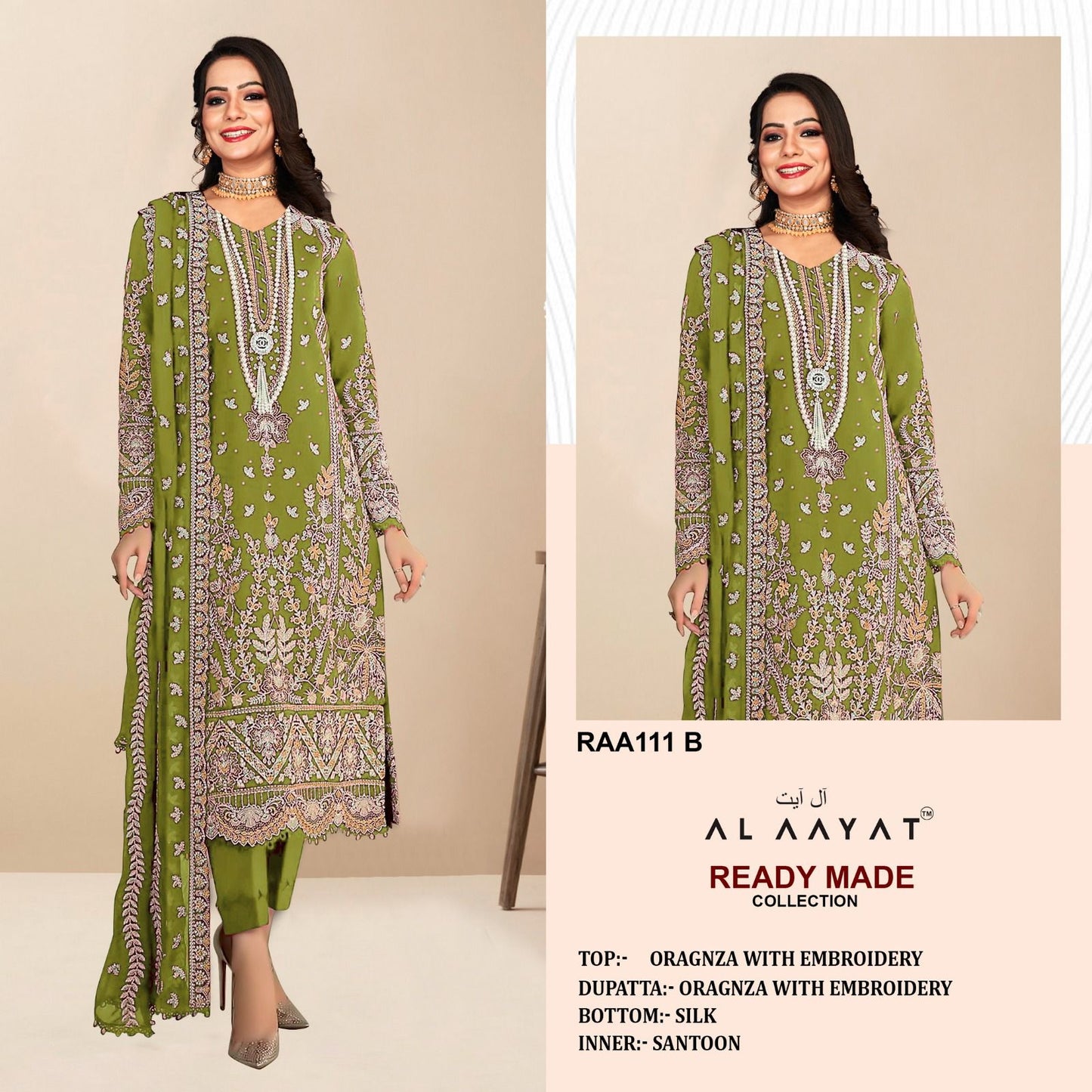 Fascinating Designer Pakistani Organza  Suits RAA 111 (FULLY STITCHED)