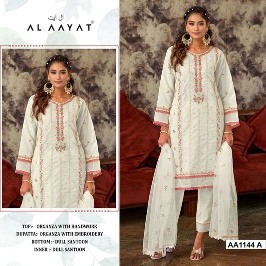 Partywear Style Organza Designer Suit Pakistani AA 1144 (SEMI STITCHED)