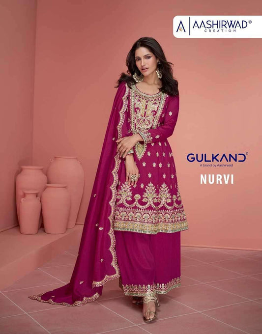 Aashirwad Gulkand Nurvi Series 9820-9821 Premium silk suit