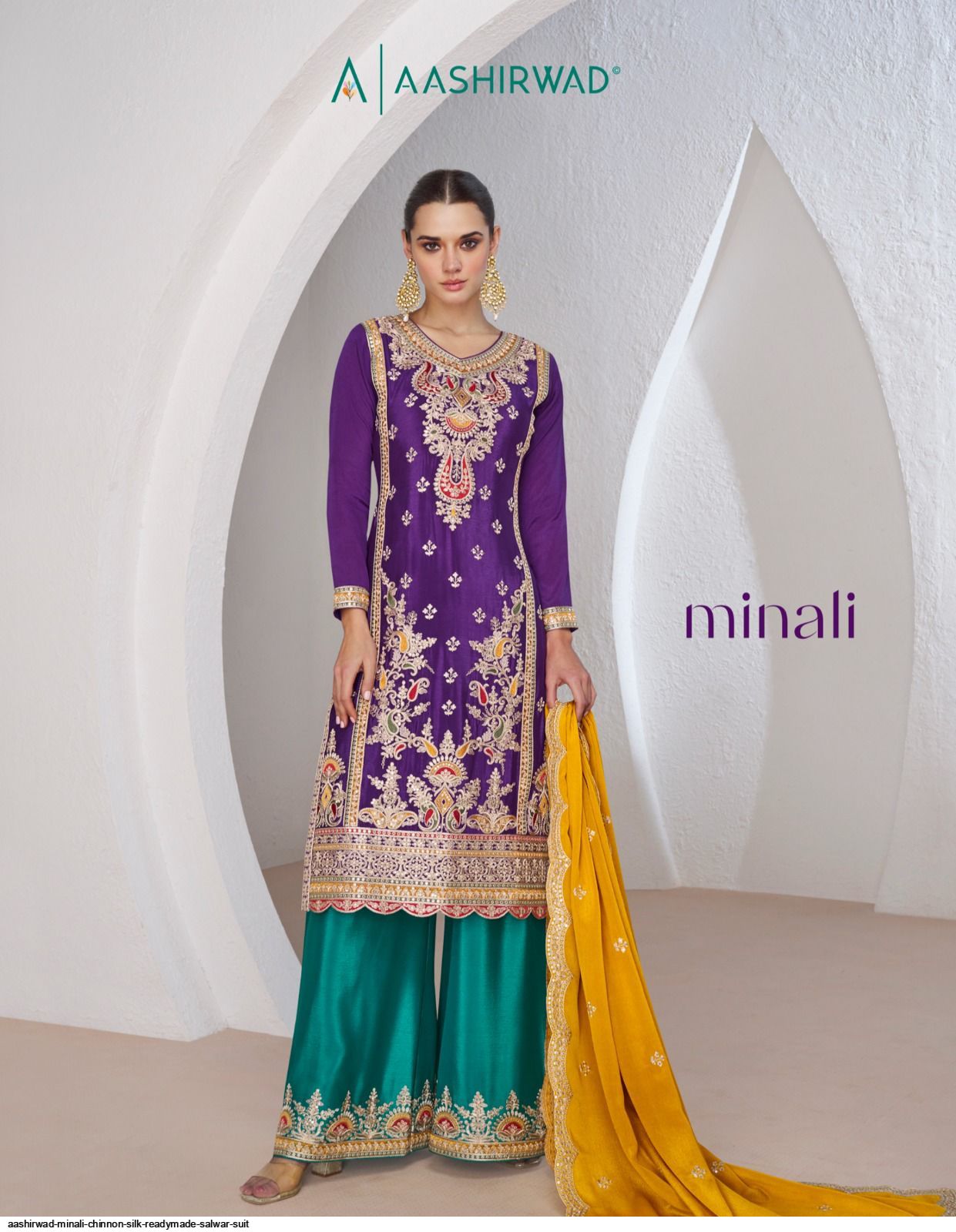 AASHIRWAD MINALI CHINNON SILK READYMADE SALWAR SUIT