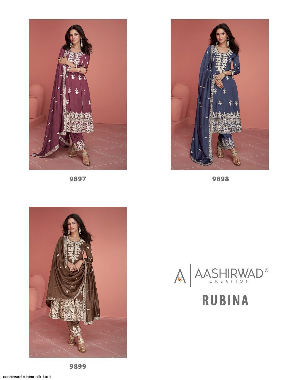 Aashirwad Rubina 9897 To 9899 Readymade Premium Designer Suit