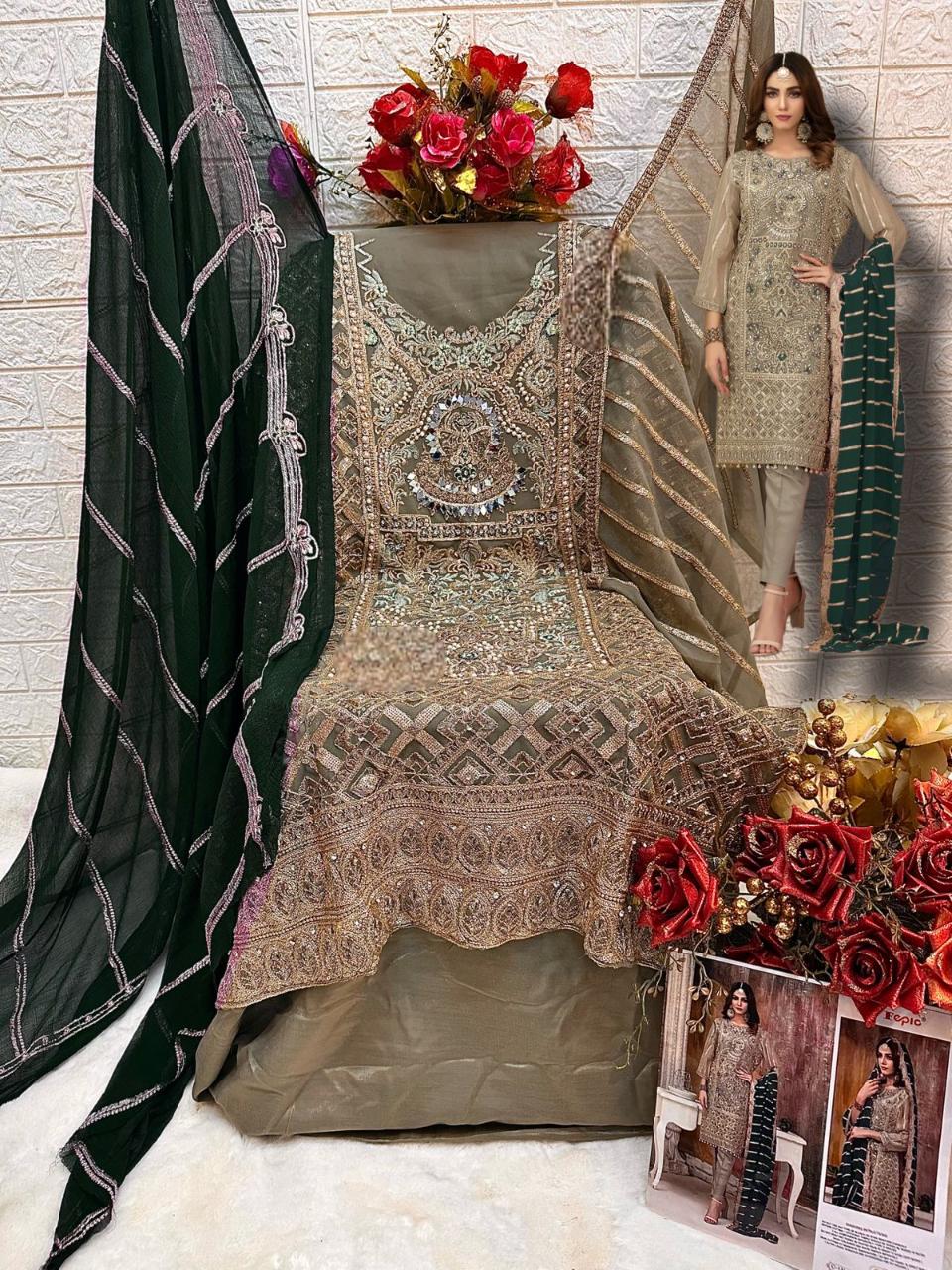 1216 Colors Heavy Handwork Pakistani Suit (SEMI STITCHED)