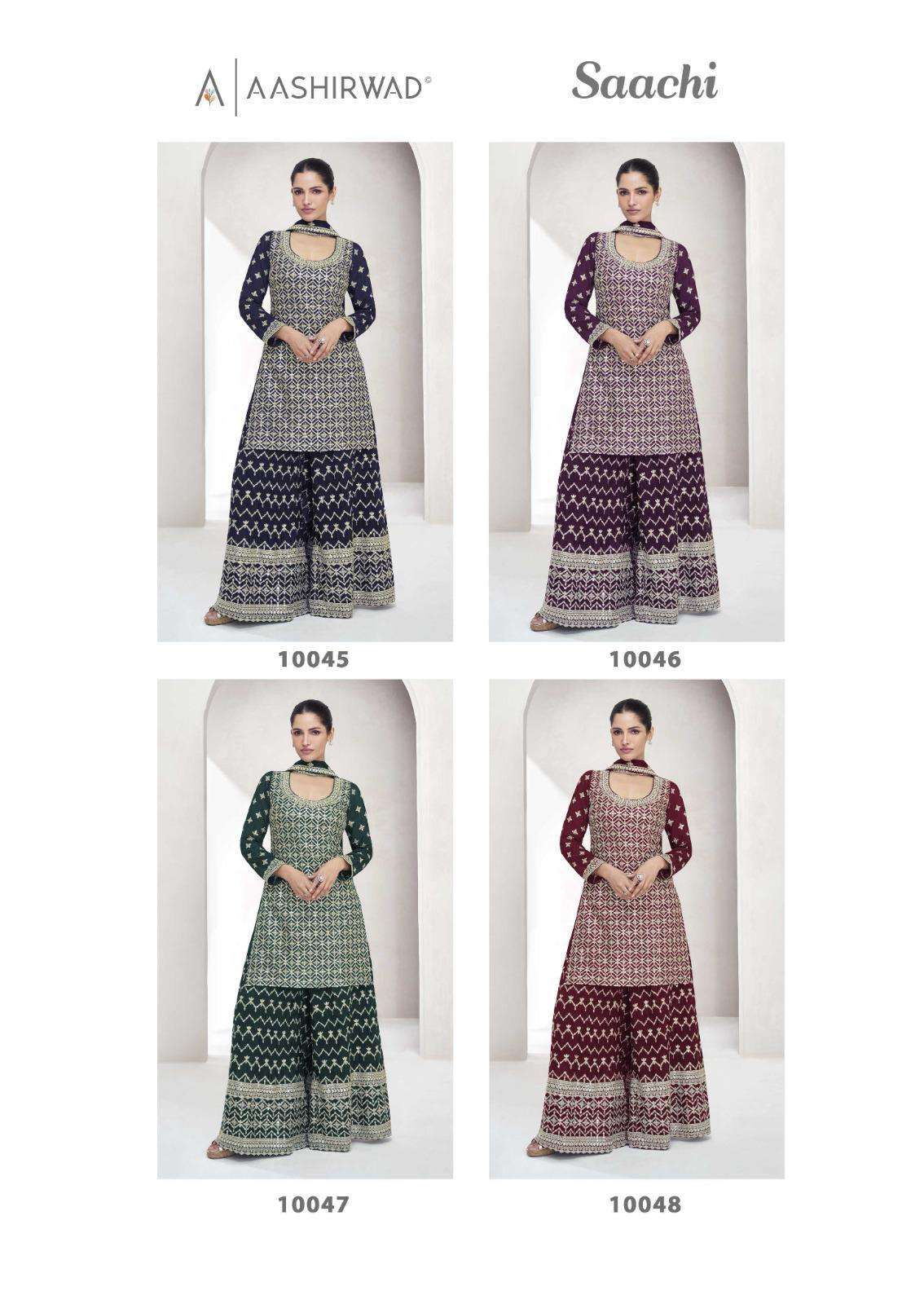 AASHIRWAD CREATION PRESENT NEW FREE SIZE STITCHED CATLOG  SAACHI 10046 (FULLY STITCHED)