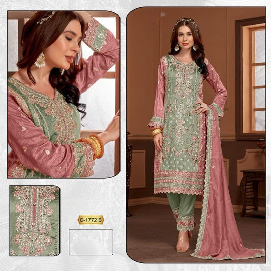 Pakistani Festive Wear Style Designer Salwar Suit D N:- 1772 (SEMI STITCHED)