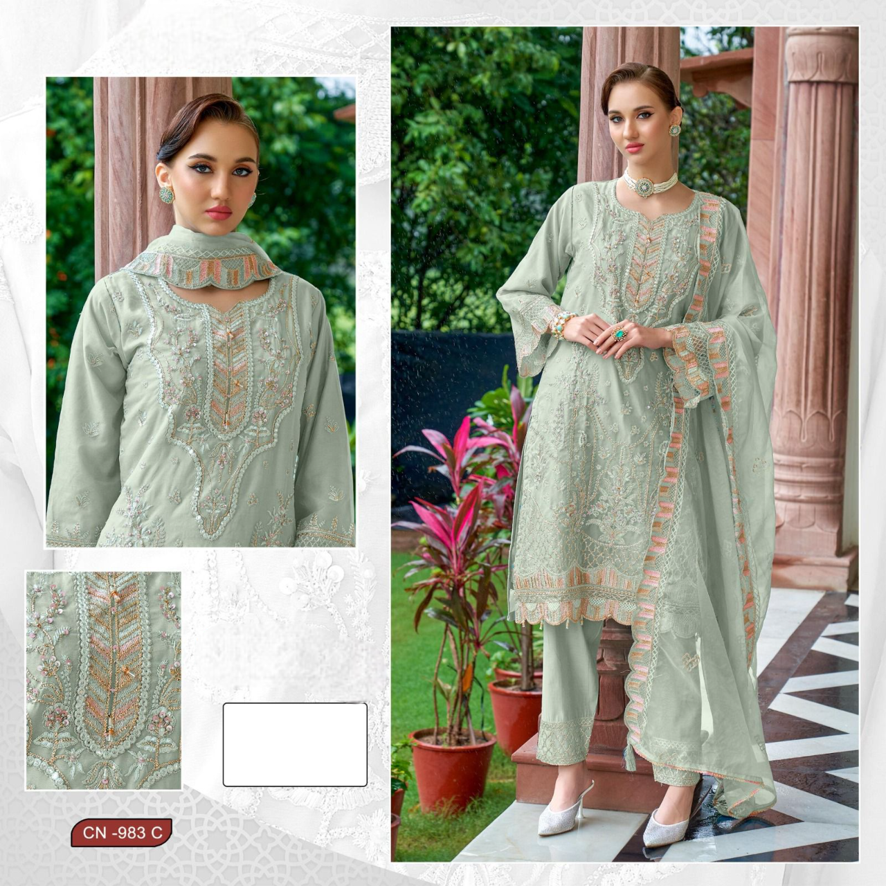 Colorful Stylish Fancy Casual Wear & Ethnic Wear Organza Embroidered Dress 938 (READYMADE)