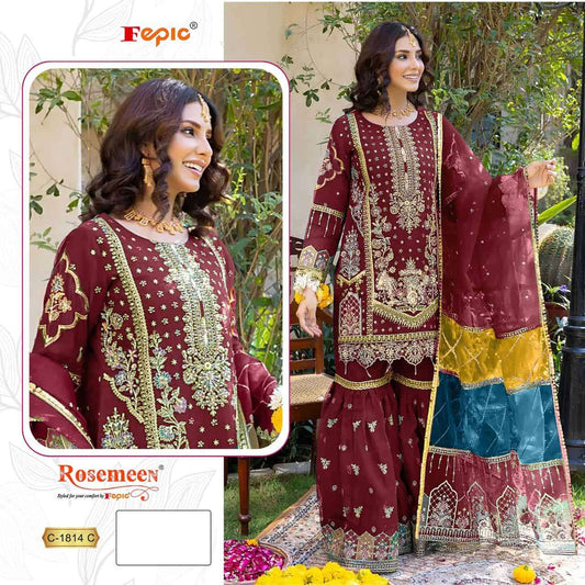 Festive Wear Style Designer Pakistani Salwar Kameez Collection D.NO 1814  (SEMI STICHED)